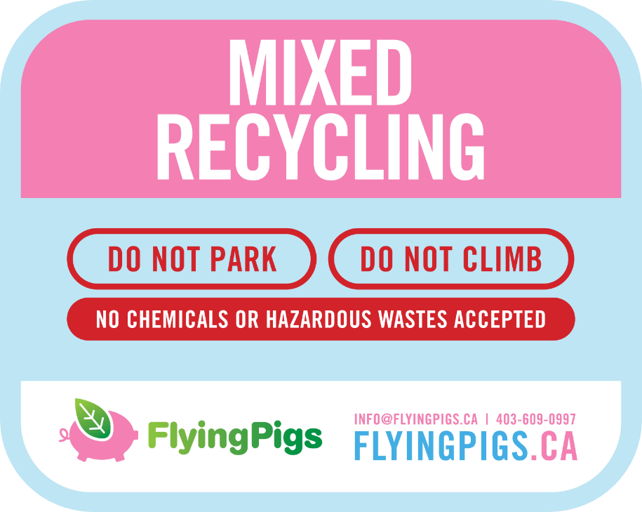 Flying Pigs - Mixed Recycling Sign